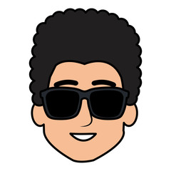 young man head with sunglasses character