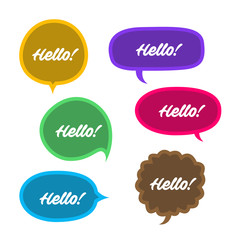 Trendy speech bubbles set in flat design with messages vector illustration