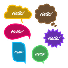 Trendy speech bubbles set in flat design with messages vector illustration