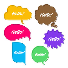 Trendy speech bubbles set in flat design with messages vector illustration
