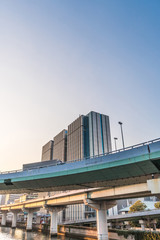Osaka cityscape - Nakanoshima district at dusk - Osaka Japan