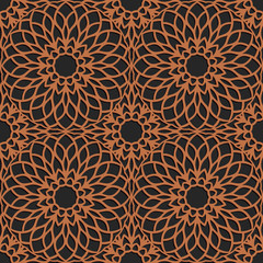 Laser cutting seamless pattern. Tapestry panel. Jigsaw die cut ornament. Lacy cutout silhouette stencil. Fretwork floral screen. Vector template for paper cutting, metal and woodcut.