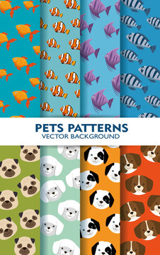 set pets patterns backgrouns