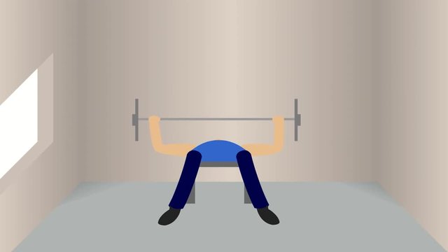 A sportsman presses Barbell at gym vector animation. sport concept. Healthy Lifestyle