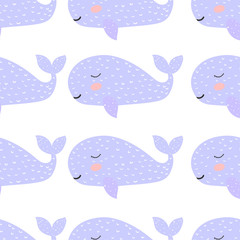 Seamless pattern. Whale. Magic. Cute. children's adventure. Logo. Print. Card. Scandinavian style. For your design.