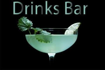 inscription on a natural background of colorful drinks