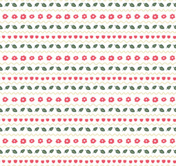 Cute hand drawn seamless vector pattern with floral elements, on a white background. Scandinavian design style. Concept for summer, spring, kids textile print, wallpaper, wrapping paper.