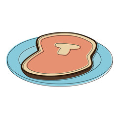 Beef steak on dish vector illustration graphic design