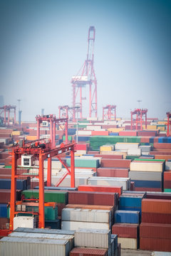 shanghai container port closeup