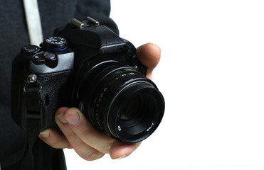 cyfrowy aparat fotograficzny w dłoni