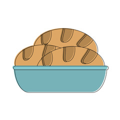 Breads on bowl vector illustration graphic design