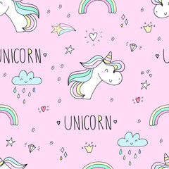 cute unicorn vector pattern