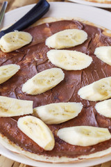 pancake with chocolate and banana