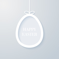 Easter greeting card with hanging paper egg.