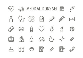 Set line icons sign and symbols in flat design medicine and health