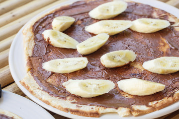 pancake with chocolate and banana