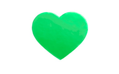 Green heart.  image of nature, young leaf, clean energy, etc. シンプル素材　緑のハートマーク　自然、若葉、クリーンエネルギーなどのイメージ　白色背景