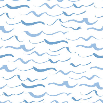 Abstract seamless pattern of waves. Design for backdrops with sea, rivers or water texture. Figure for textiles.