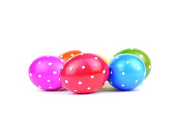 Holiday,event and Easter concept-colorful Easter eggs isolated on white background.