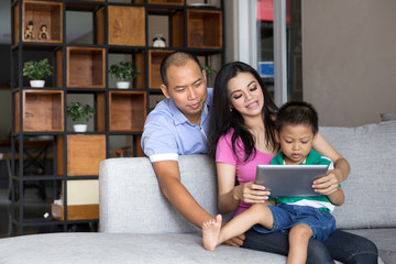 Family concept in the living room