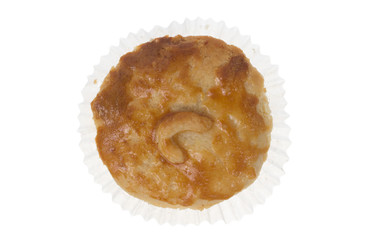 Stuffed chicken pie known as Empada in Portugal and Brazil. Isolated on white background. Top view.