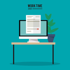 Work time desk vector illustration graphic design