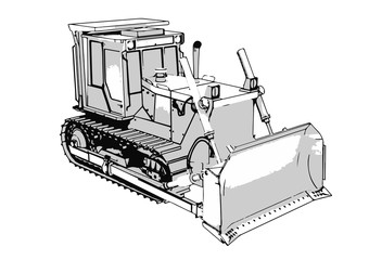 outline vector bulldozer © Dzmitry
