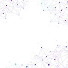 Geometric abstract technology background with connected line and dots, illustration.