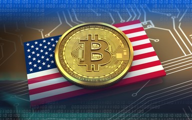 3d bitcoin USA flag