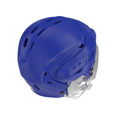 Blue Hockey Helmet on white. 3D illustration