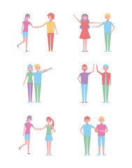 friendship different male and female groups people together vector illustration