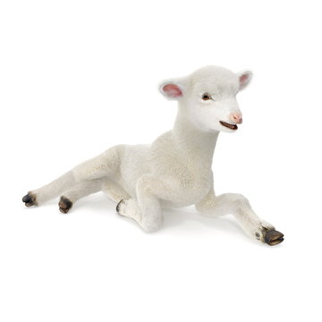 Lamb lies on the floor, isolated on a white. 3D illustration