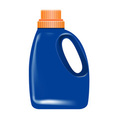 Empty Laundry detergent package design, blue container bottle isolated background.