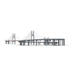 Nanpu Bridge on white. 3D illustration