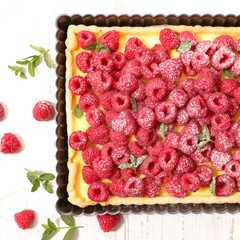raspberry tart and cream
