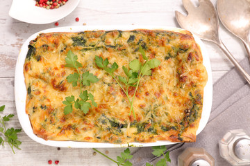 baked vegetable with spinach