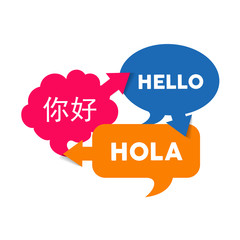 Obraz premium Bubble chat text translation in foreign languages