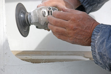 Angle grinder at work