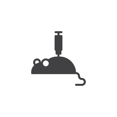 Laboratory mouse with injection vector icon. filled flat sign for mobile concept and web design. Medical experiment simple solid icon. Symbol, logo illustration