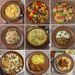 Collage of different pictures of delicious Mediterranean food