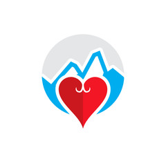 Love Mountain Logo Icon Design