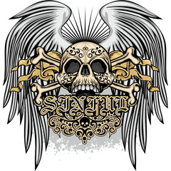 Gothic coat of arms with skull, grunge vintage design t shirts