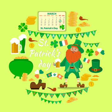 Set of objects dedicated to St. Patrick's day holiday