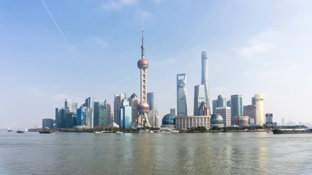 timelapse of panoramic cityscape in shanghai 