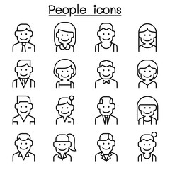 Career, Profession, Occupation & People icon set in thin line style