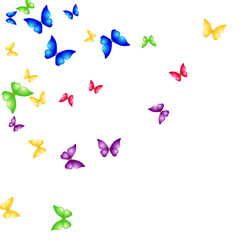 Spring Background with Colorful Butterflies. Simple Feminine Pattern for Card, Invitation, Print. Trendy Decoration with Beautiful Butterfly Silhouettes. Vector Background with Moth