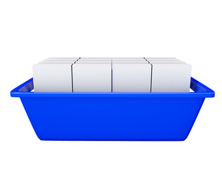 A 3d basket illustration with some products inside. 