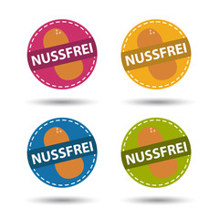 Nussfrei - Bunte Vektor Icons - Freigestellt auf weißem Hintergrund
