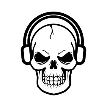 Skull Using Headphone Vector