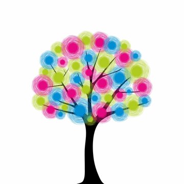 Colorful trees vector illustration
